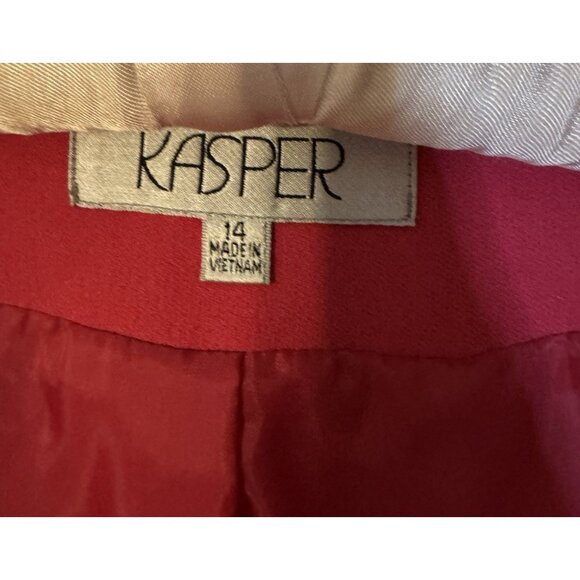 Kasper Elle Iconic Crepe Suit Jacket Blazer 14 Pink Open Front 3/4 Sleeve NEW - Picture 15 of 16